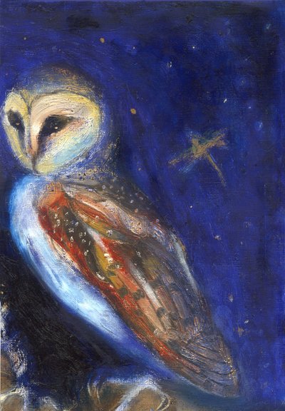 The Owl and the Gold Leaf Dragonfly, 2013 by Unbekannt Unbekannt